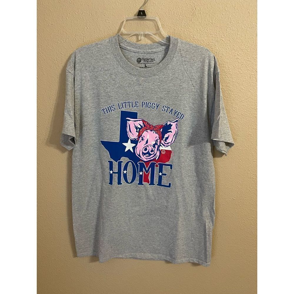 Girlie Girl This Little Pig Stayed Home T-Shirt Lg